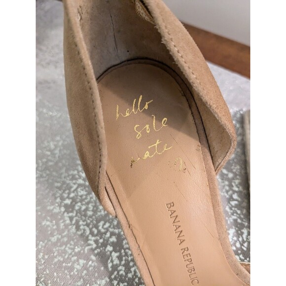 Banana Republic Heels Women's Sz 10 Gold Tan Suede D’Orsay Alicia Shoes Corpcore - Picture 2 of 13